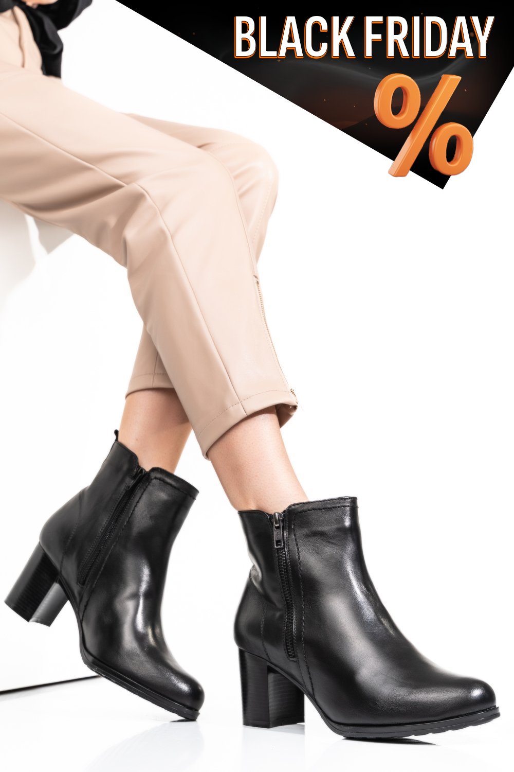 Fekete természetes bőr bokacsizma 2s7h32-026np