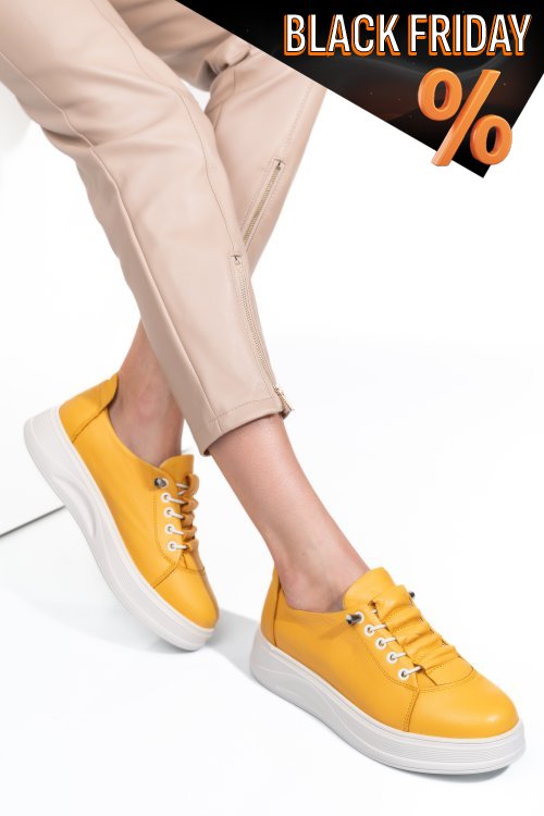 Sárga természetes bőr sport cipők 2s7h31683np