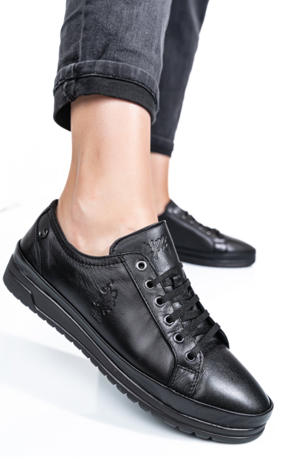 Us polo assn fekete természetes bőr sportcipők ms7hepa