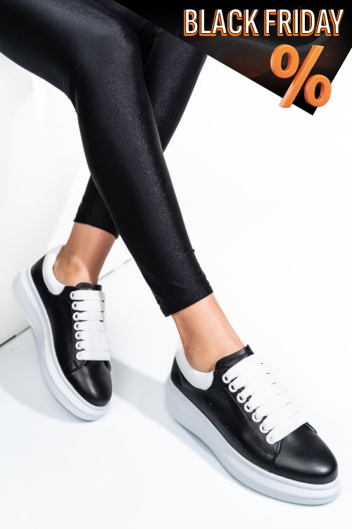 Fekete természetes bőr sport cipők 2s7h01684np