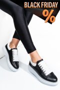 Fekete természetes bőr sport cipők 2s7h01684np