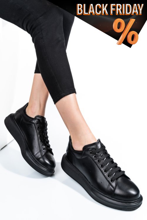 Fekete természetes bőr sport cipők 4s7h42