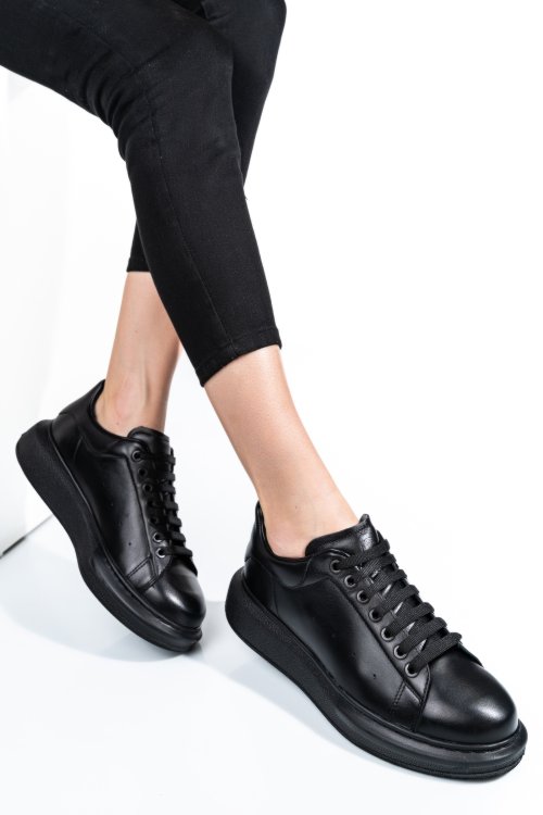 Fekete természetes bőr sport cipők 4s7h42