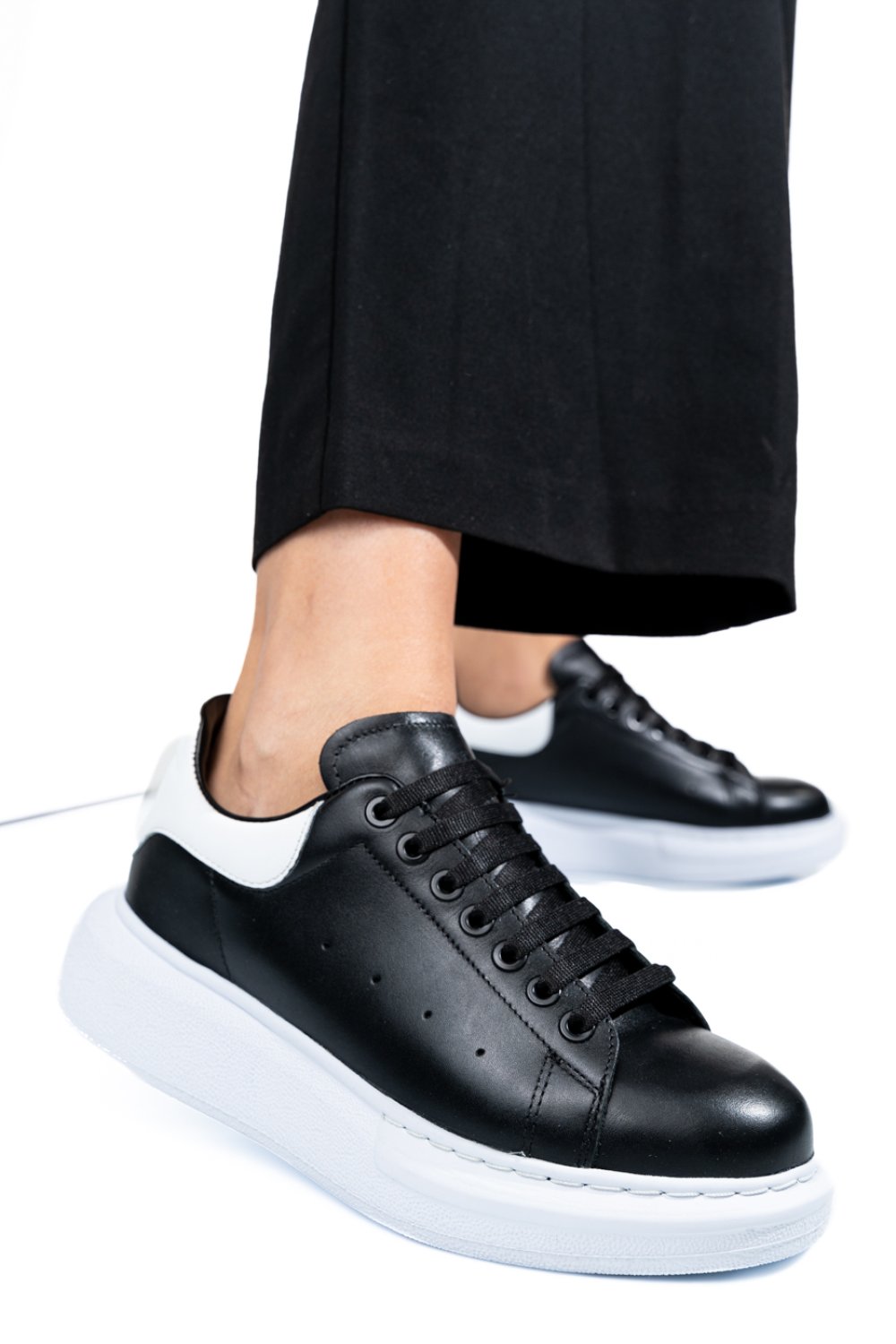 Fekete természetes bőr sport cipők 4s7h42