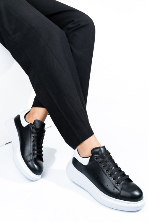 Fekete természetes bőr sport cipők 4s7h42