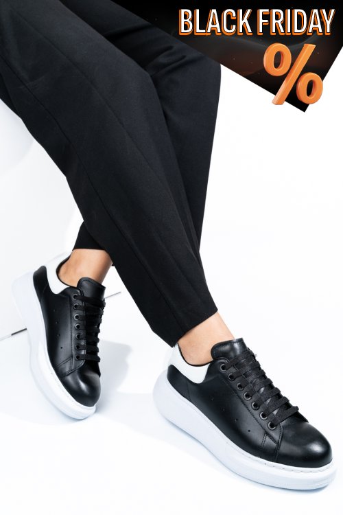 Fekete természetes bőr sport cipők 4s7h42