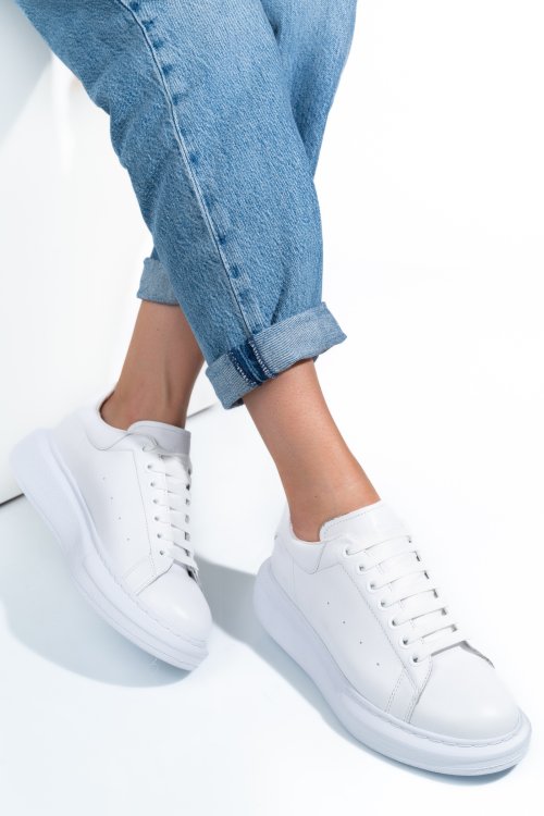 Fehér természetes bőr sport cipők 4s7h42