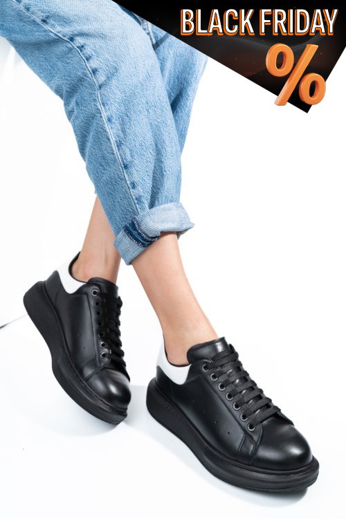 Fekete természetes bőr sport cipők 4s7h42