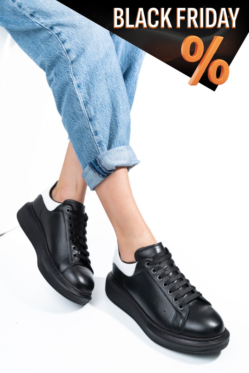 Fekete természetes bőr sport cipők 4s7h42