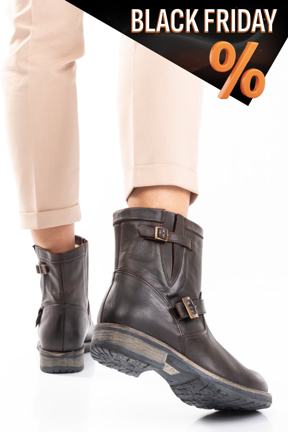 Barna természetes bőr bakancs es7hnza