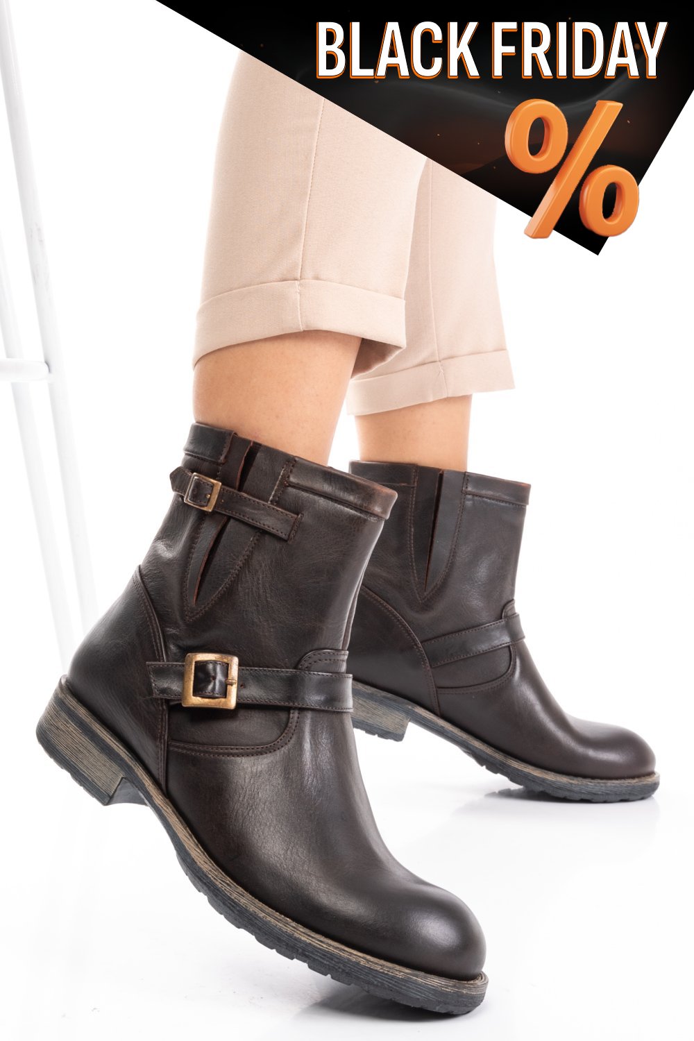 Barna természetes bőr bakancs es7hnza