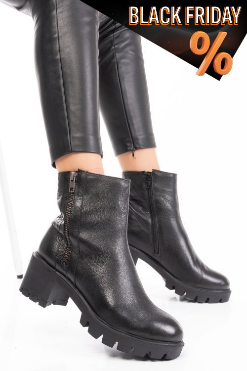 Fekete természetes bőr bakancs 7s7h765