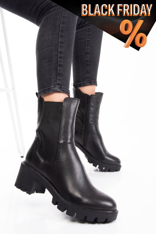 Fekete természetes bőr bakancs 8s7h799