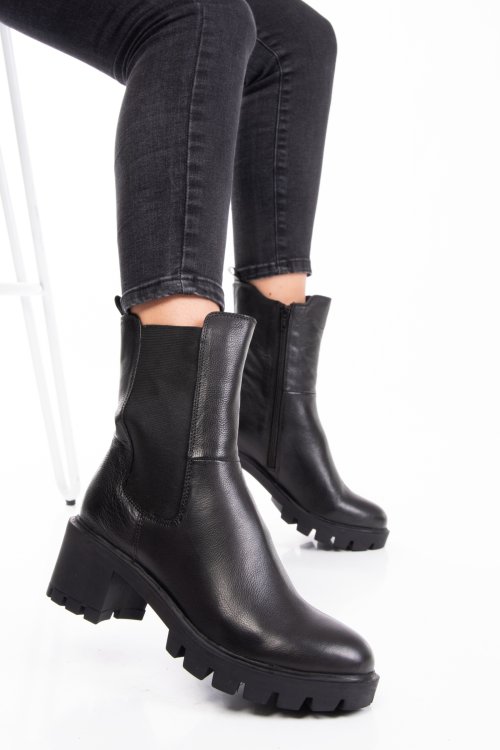 Fekete természetes bőr bakancs 8s7h799