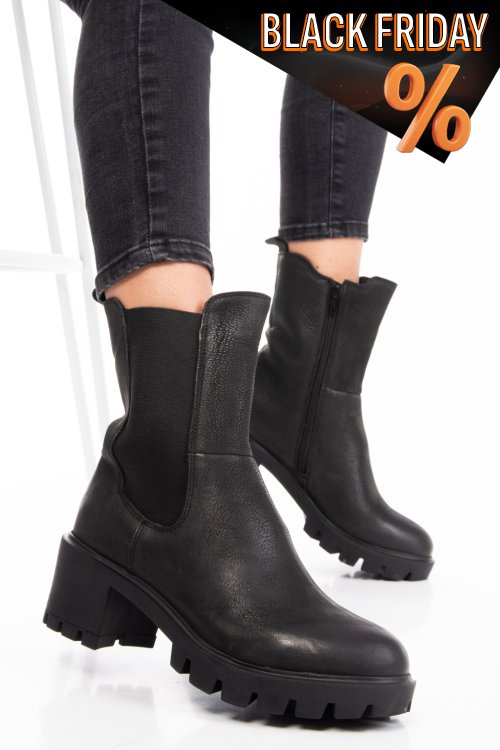 Fekete természetes bőr bakancs 8s7h799