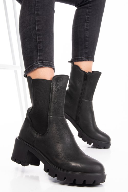 Fekete természetes bőr bakancs 8s7h799