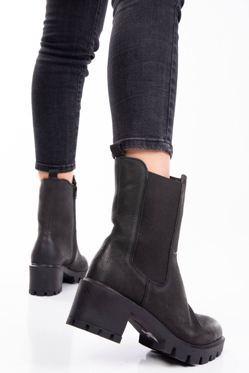 Fekete természetes bőr bakancs 8s7h799