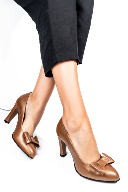 Barna természetes bőr magassarkú cipők 1s7h908