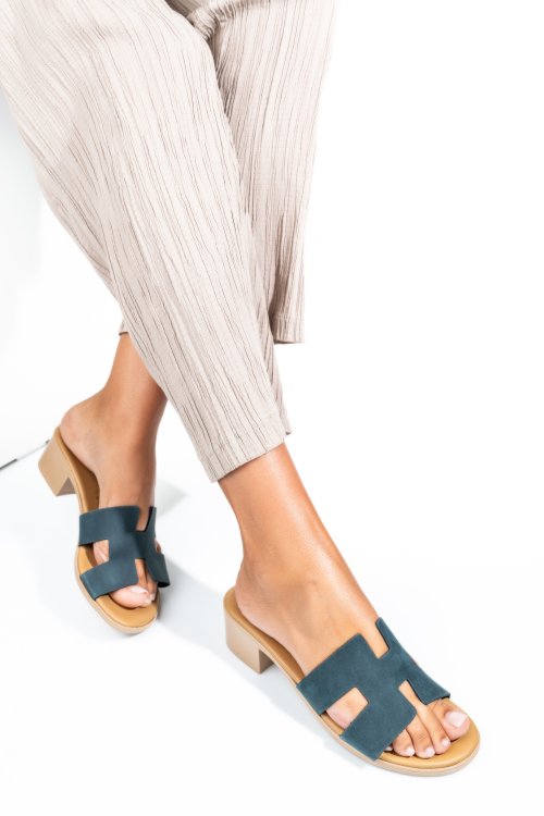 Kék természetes bőr papucs hs7h-tacco