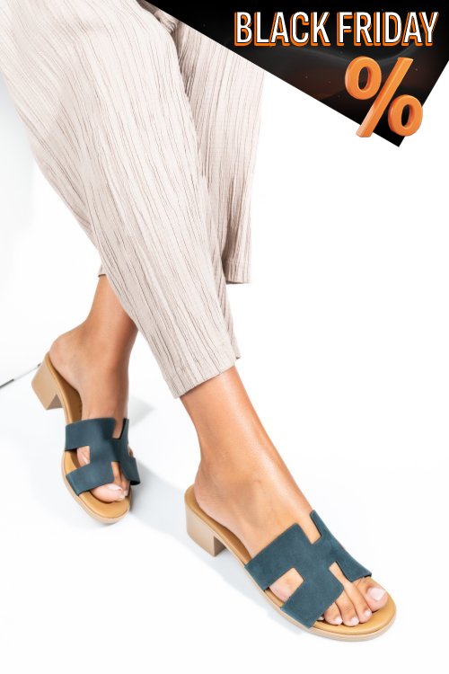 Kék természetes bőr papucs hs7h-tacco