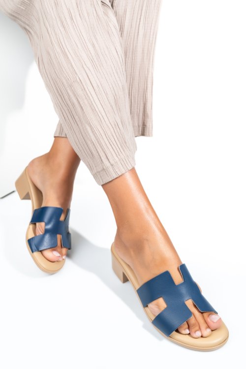 Kék természetes bőr papucs hs7h-tacco