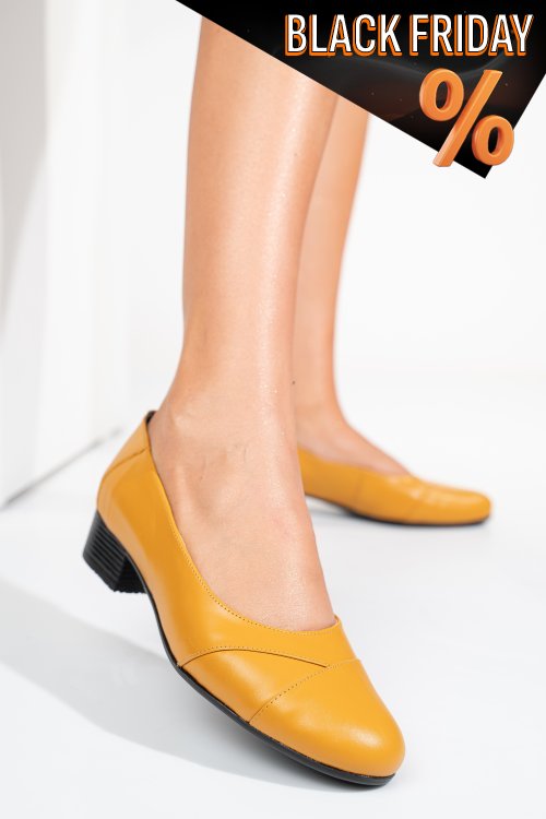 Sárga természetes bőr magassarkú cipők 1s7h250