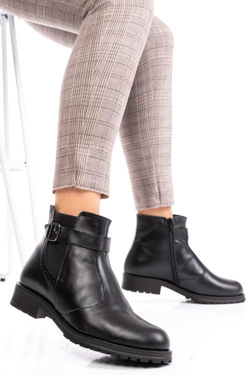 Fekete természetes bőr bakancs 0s7h82-imb