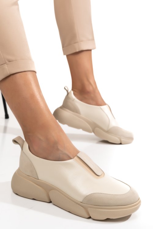 Bézs természetes bőr sport cipők 2s7h002