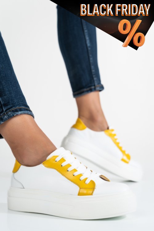 Sárga természetes bőr sport cipők 3s7h005