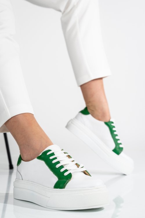 Zöld természetes bőr sport cipők 3s7h001