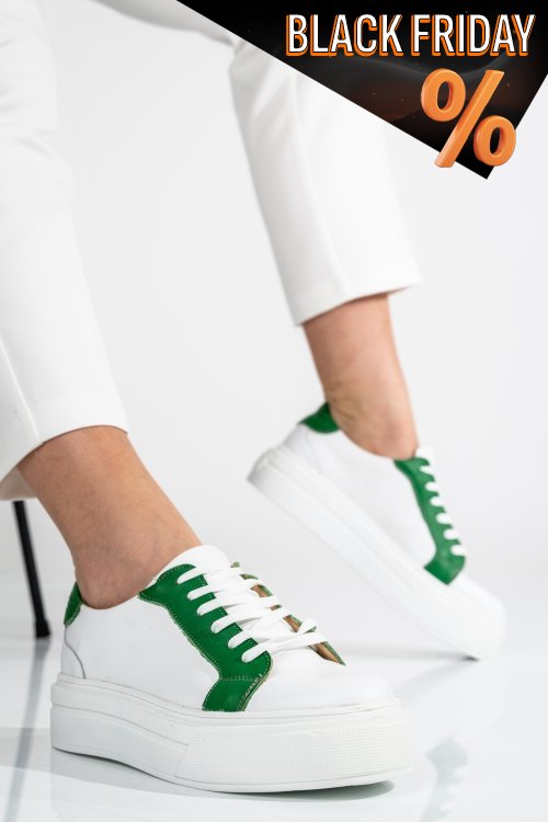 Zöld természetes bőr sport cipők 3s7h001