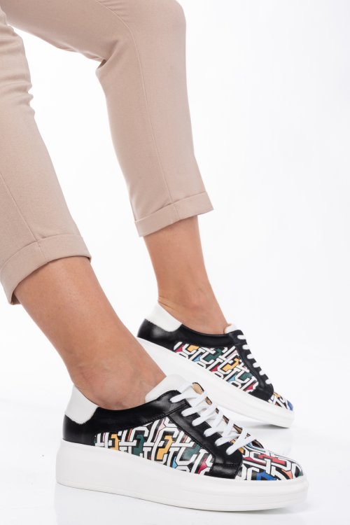 Fekete természetes bőr sport cipők 3s7h000