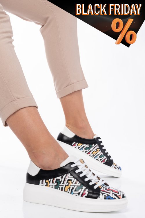 Fekete természetes bőr sport cipők 3s7h000