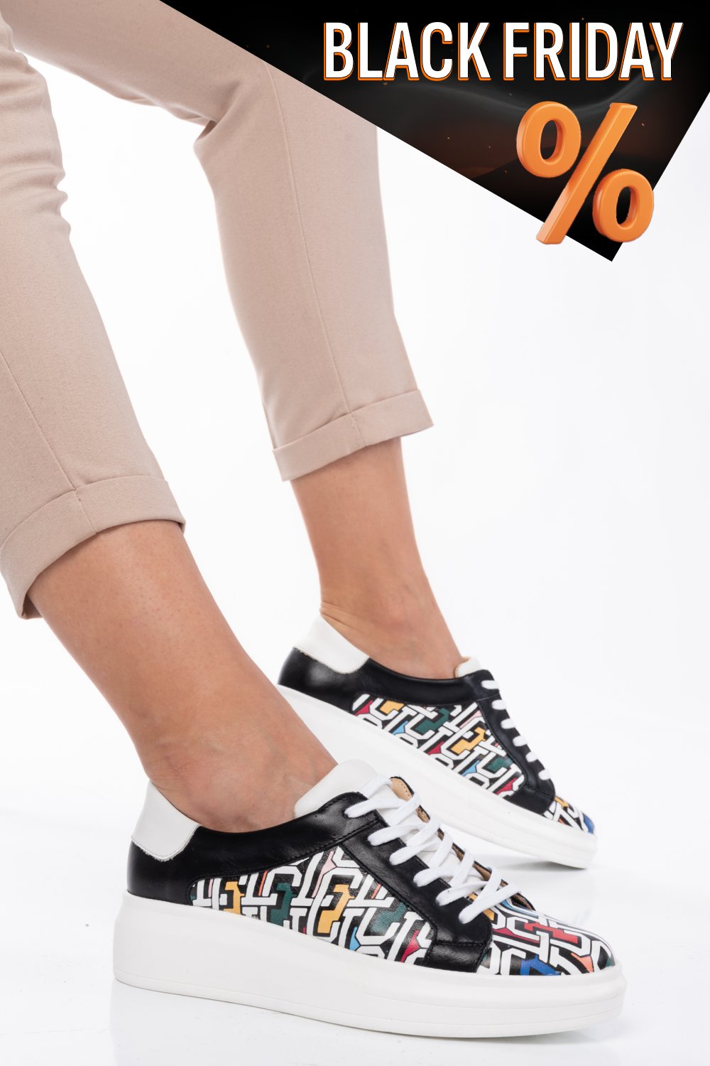 Fekete természetes bőr sport cipők 3s7h000