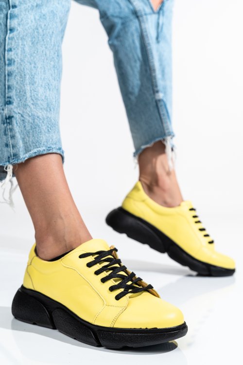 Sárga természetes bőr sport cipők 3s7h011b