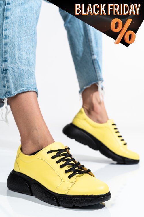 Sárga természetes bőr sport cipők 3s7h011b