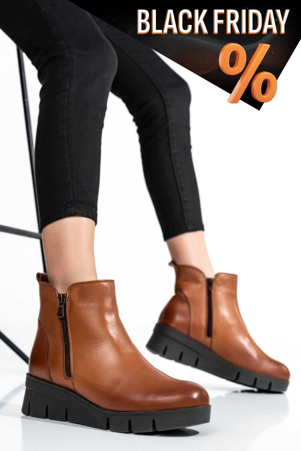 Barna természetes bőr bakancs 2s7h32-023np