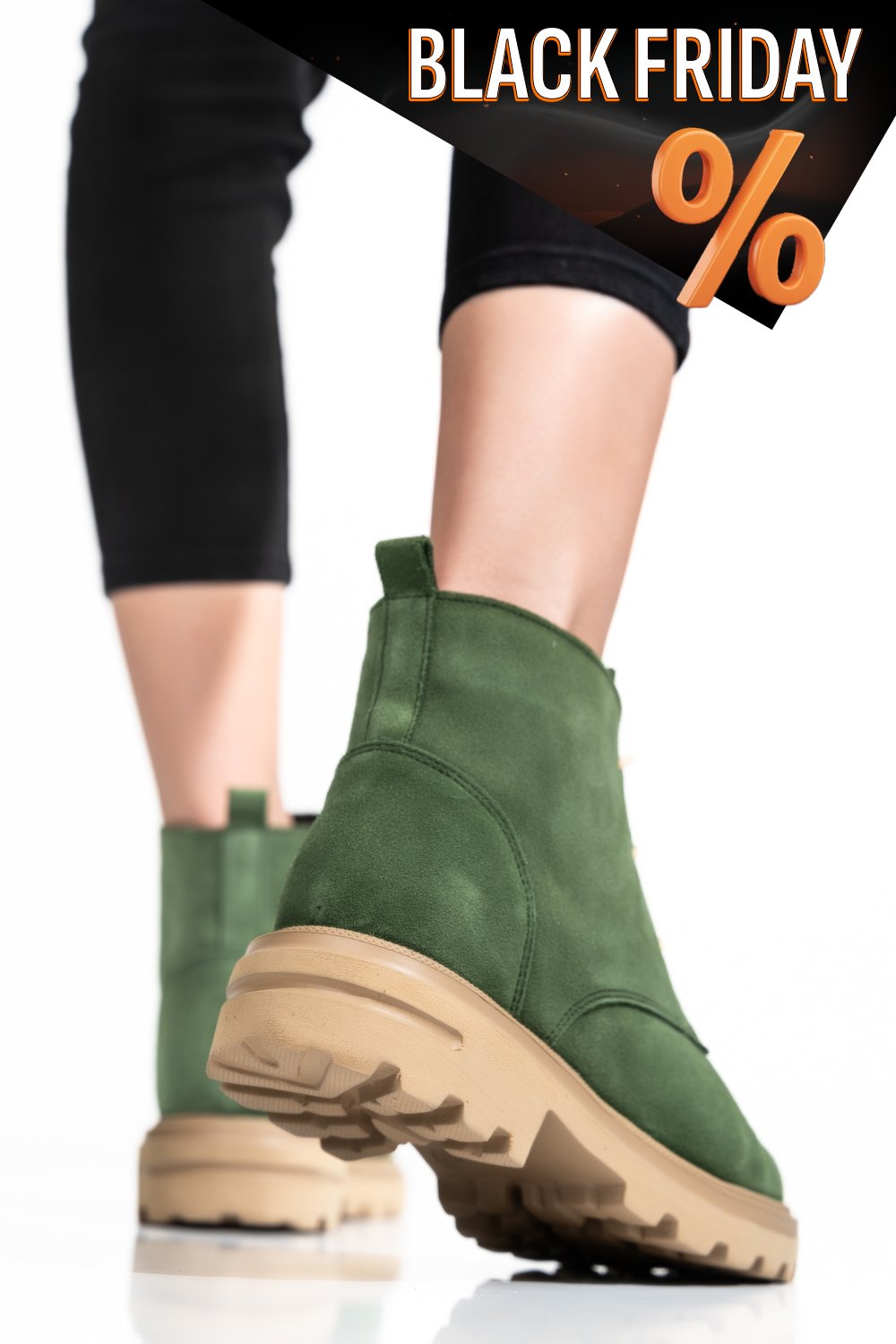 Zöld természetes bőr bakancs 2s7h32-004sp