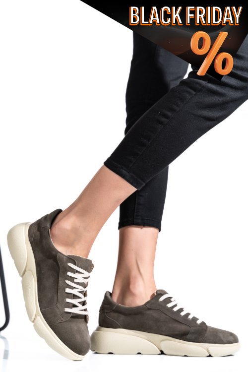 Szürke természetes bőr sport cipők 3s7h011b