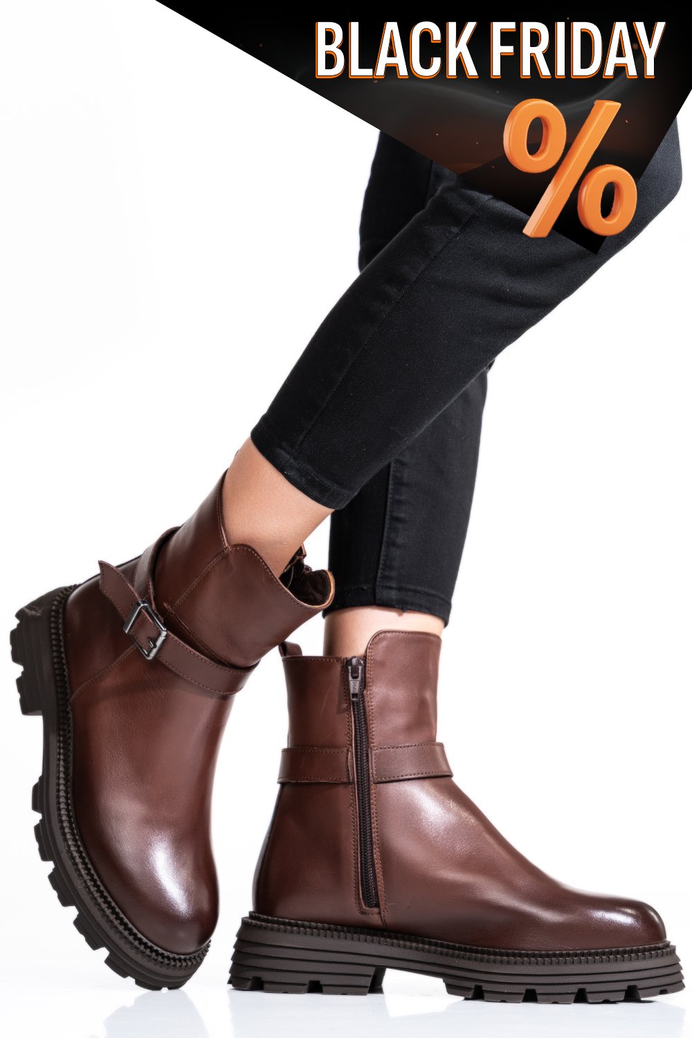 Barna természetes bőr bakancs 2s7h32-033np