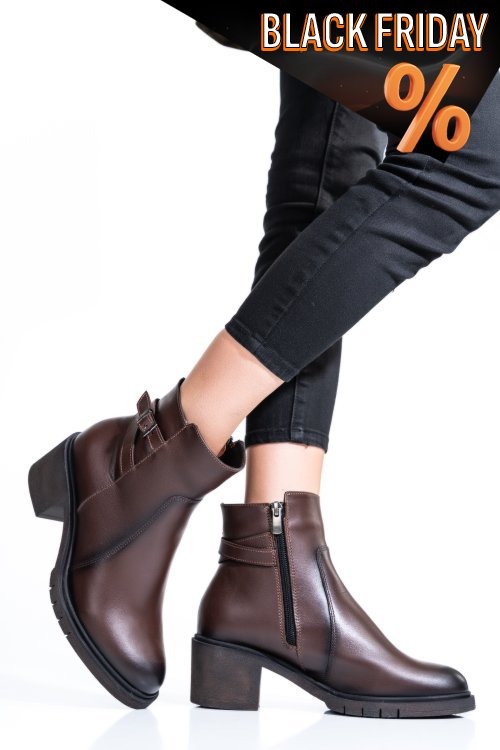 Barna természetes bőr bokacsizma 4s7h26