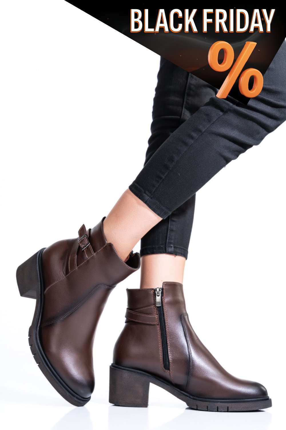 Barna természetes bőr bokacsizma 4s7h26