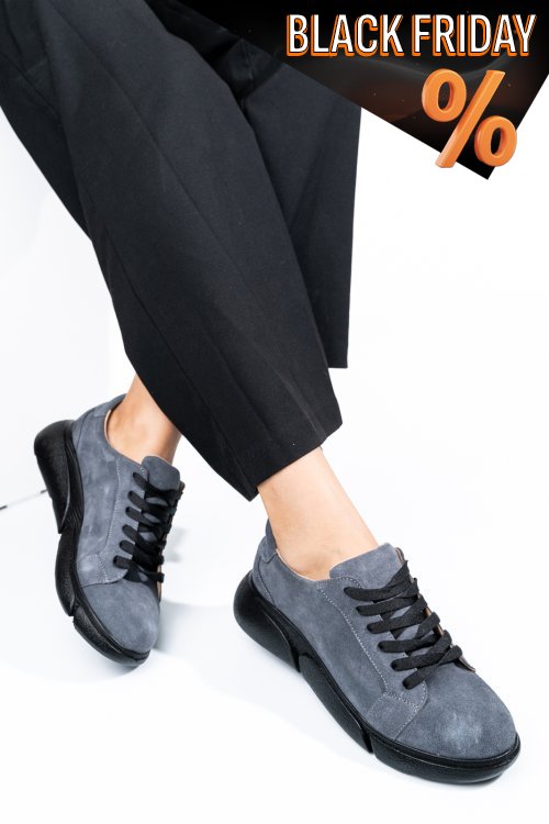 Szürke természetes bőr sport cipők 3s7h011b