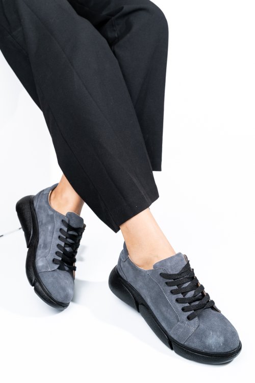 Szürke természetes bőr sport cipők 3s7h011b