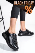 Fekete természetes bőr sport cipők 3s7h011b