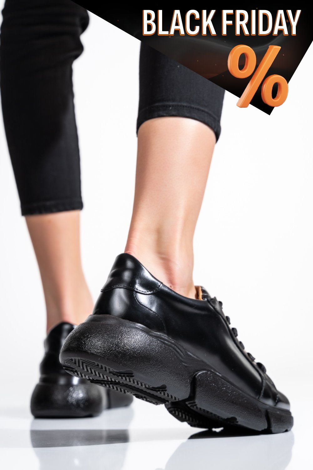 Fekete természetes bőr sport cipők 3s7h011b