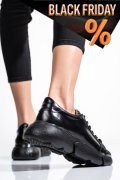 Fekete természetes bőr sport cipők 3s7h011b