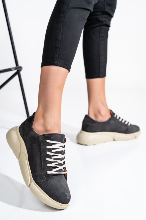 Szürke természetes bőr sport cipők 3s7h011b