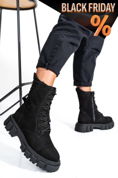 Fekete természetes bőr bakancs 2s7h32-048nbk