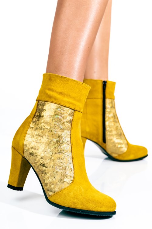 Sárga természetes bőr bokacsizma 7s7h71